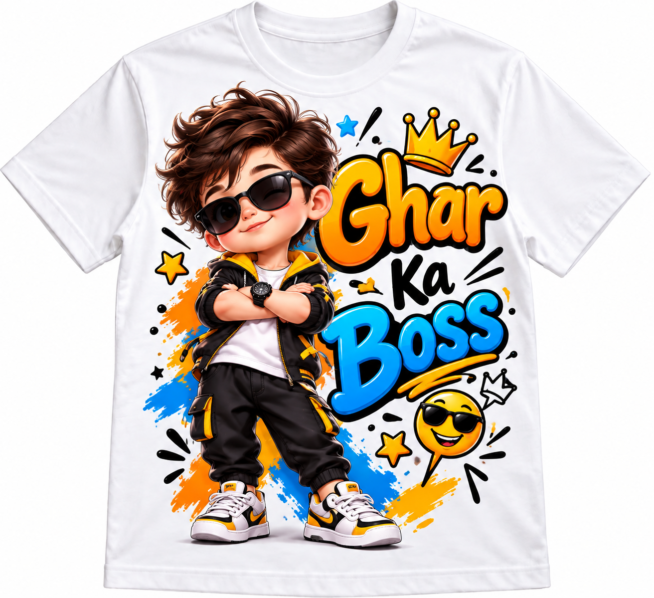 Ghar Ka Boss 😂 Cute Little Prince Kids T-Shirt 👑