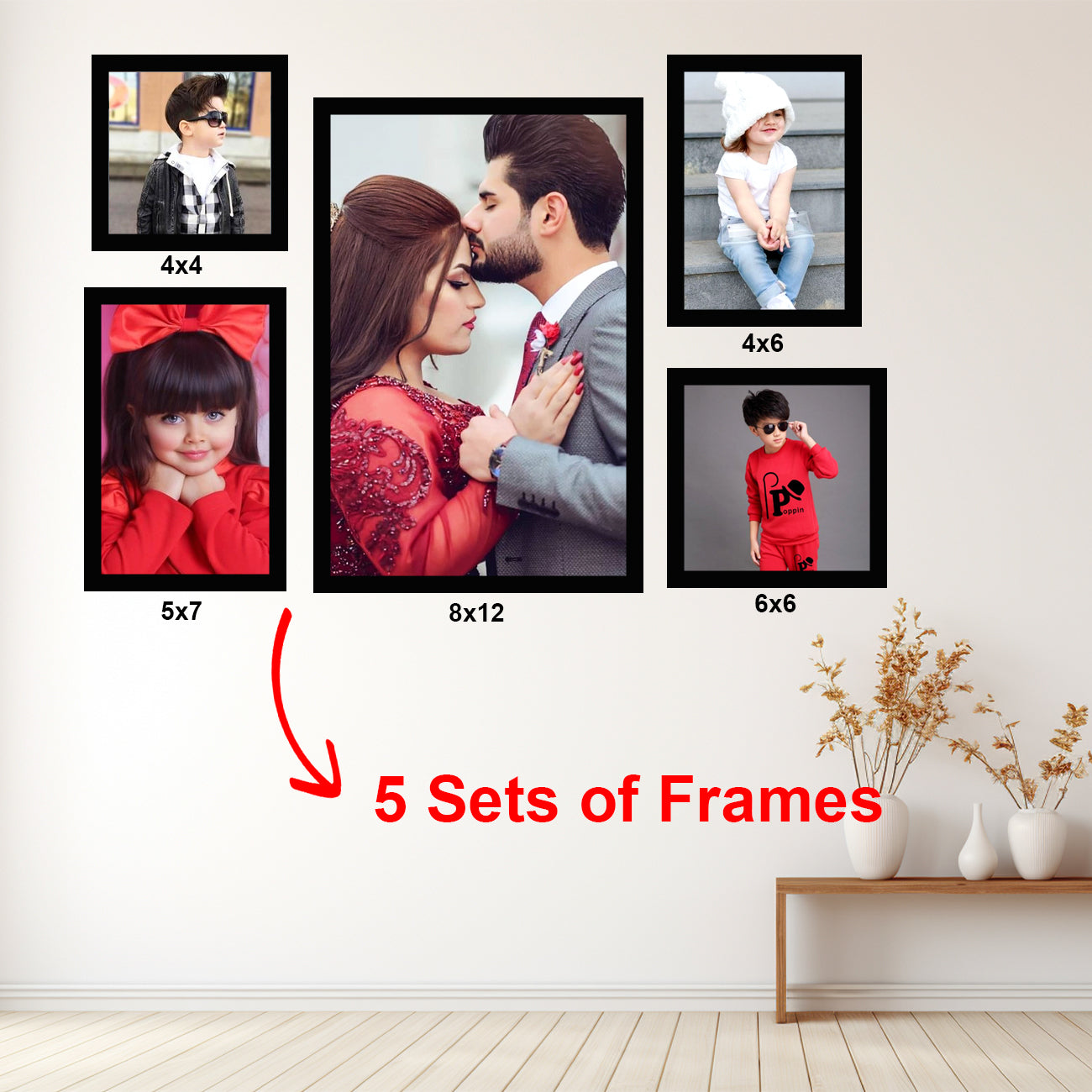 Family Love Photo Frame Set – Mom, Dad & Baby (5 Frames)